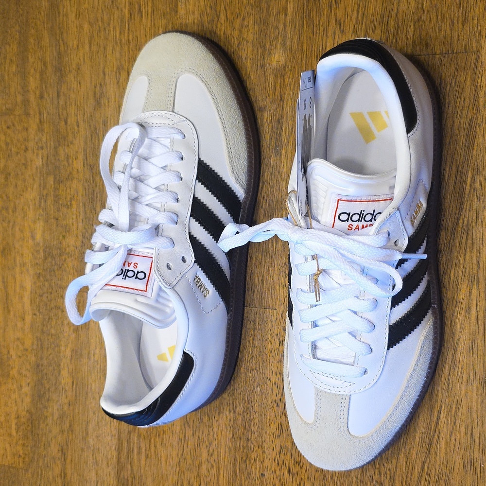 Adidas Samba White and Black Leather Classic Sneakers 8M 9W NWT (IH6001) - Picture 6 of 11